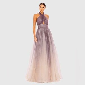 Mac Duggal 20376 NWT Glitter Ombre Halter Neck Ballgown
